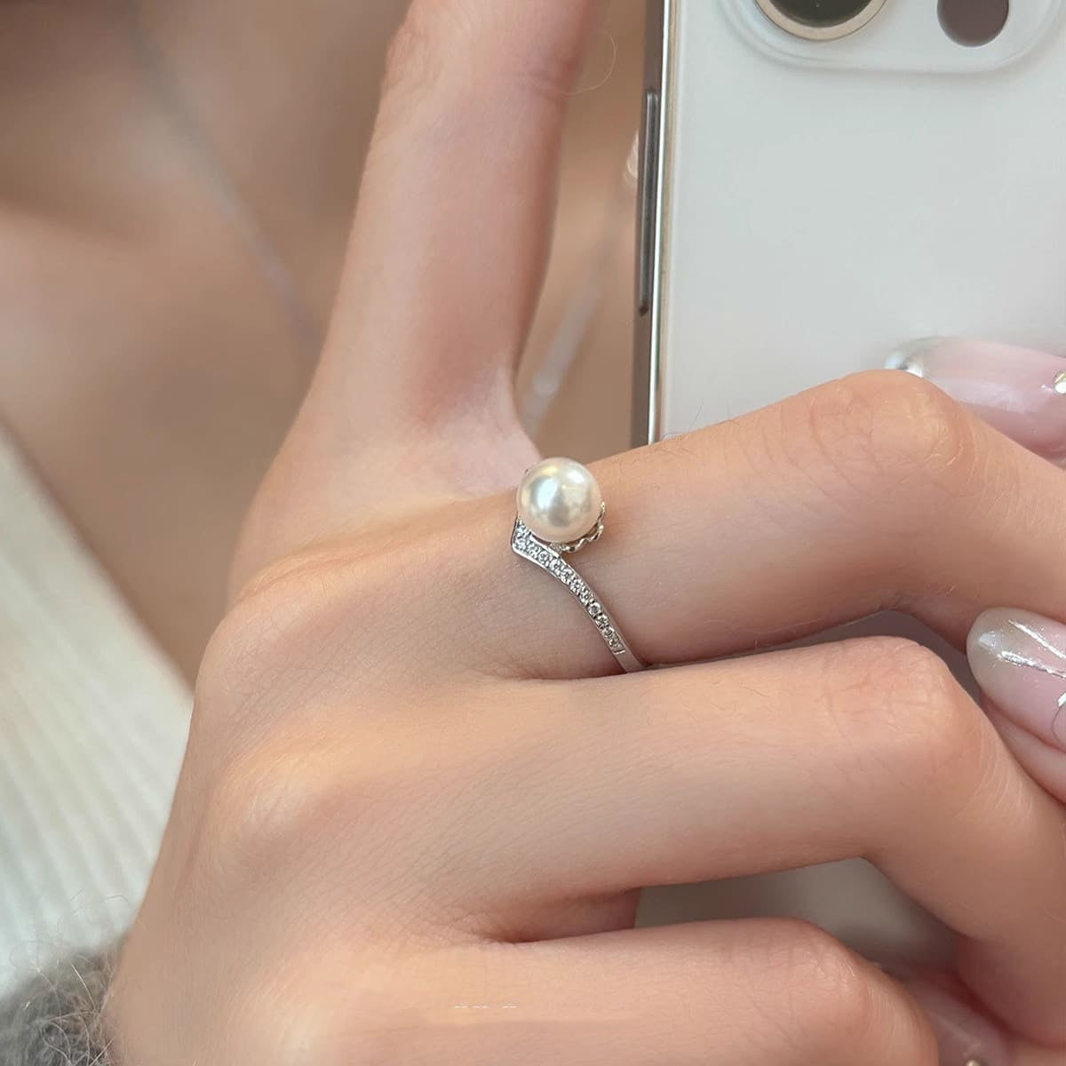 S925 Luna Pearl Ring