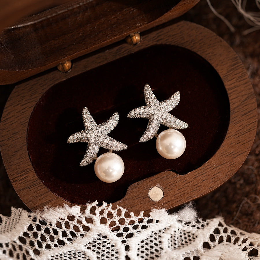 Ocean Pearl Star Earrings