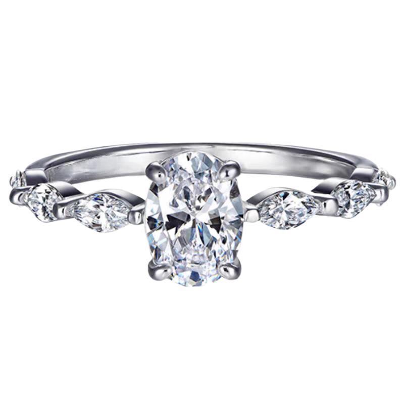 Aurora Leaf Oval Sterling Silver Ring