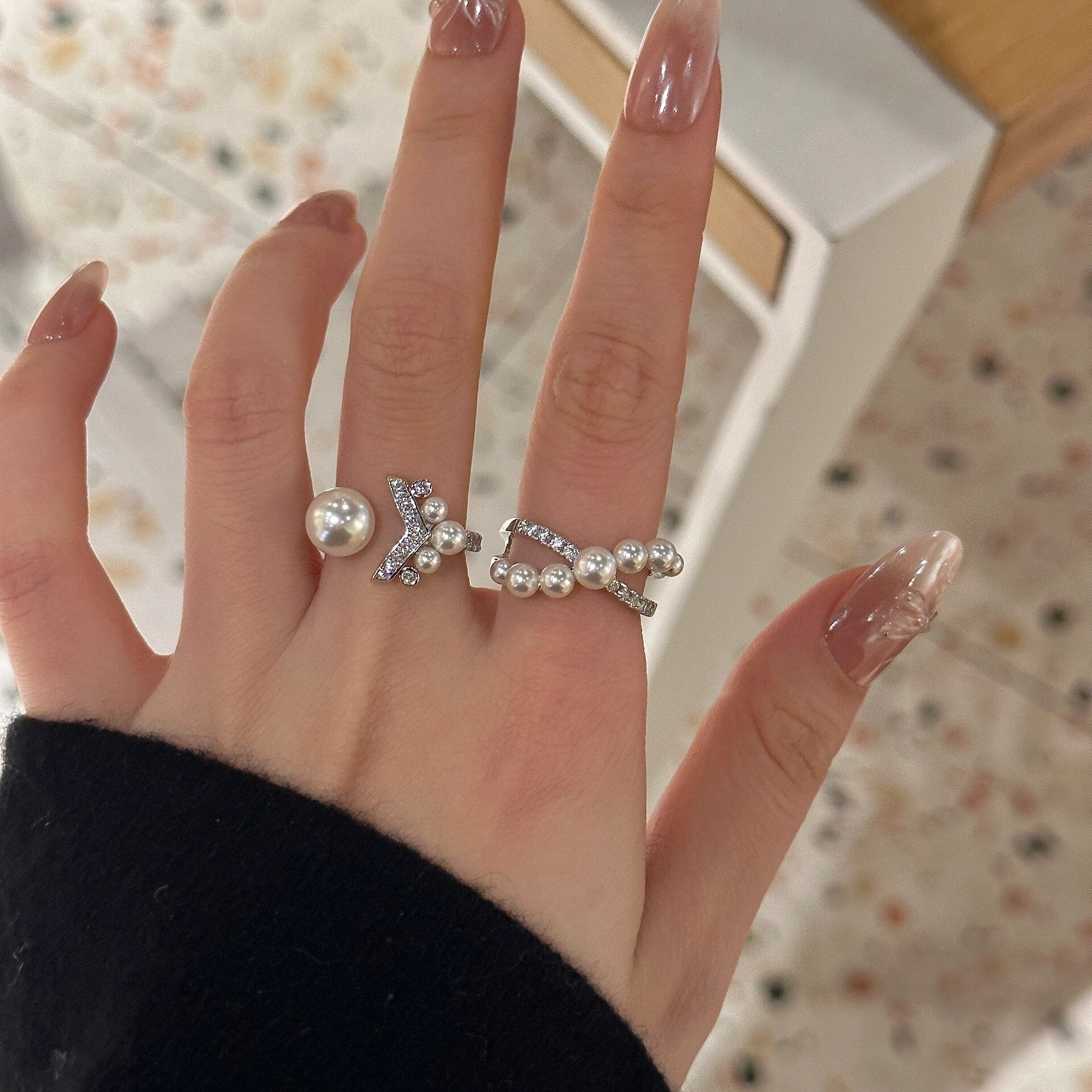 Celeste Pearl V Ring