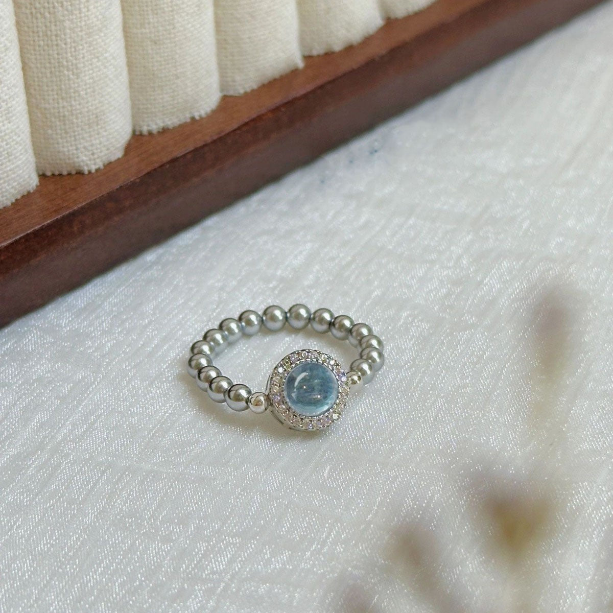 Silver Ocean Pearl Halo Ring