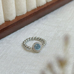 Silver Ocean Pearl Halo Ring
