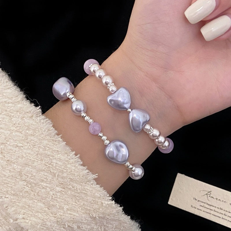 Aurora Amour™ Copper Baroque Pearl & Amethyst Heart Bracelet