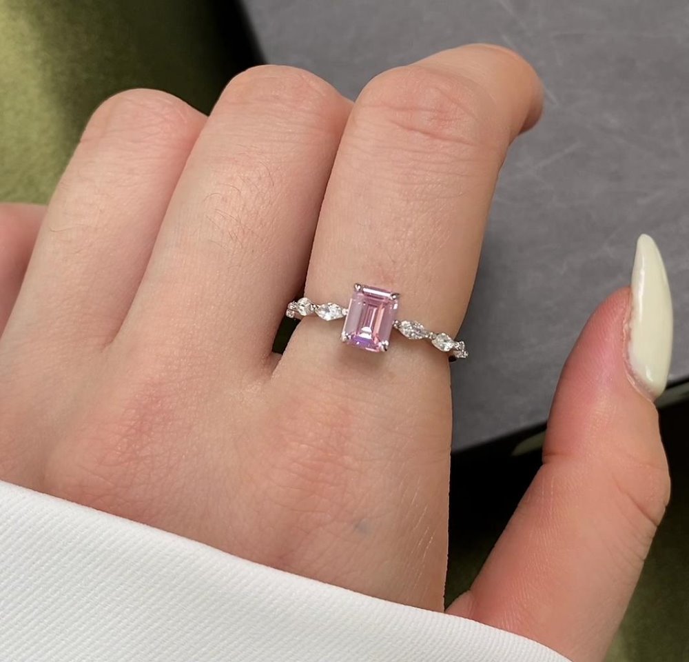 Aurora Blush™ S925 Sterling Silver High Carbon Diamond Pink Ring Collection