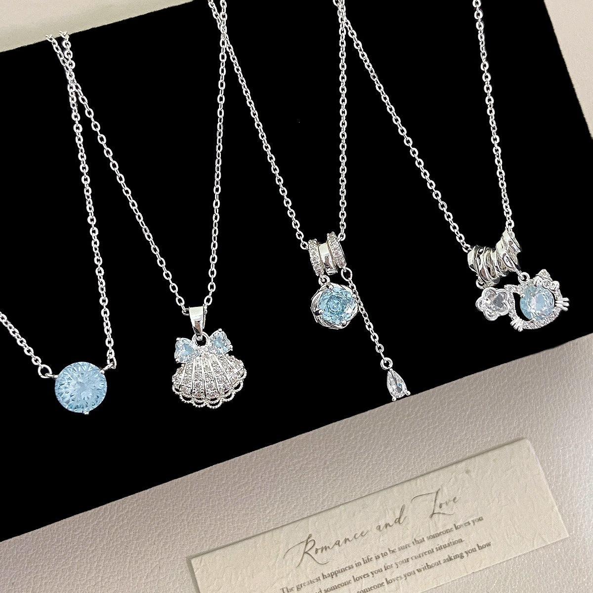 Light Blue Zircon Copper Pendant Necklace