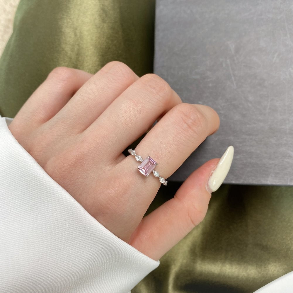 Aurora Blush™ S925 Sterling Silver High Carbon Diamond Pink Ring Collection