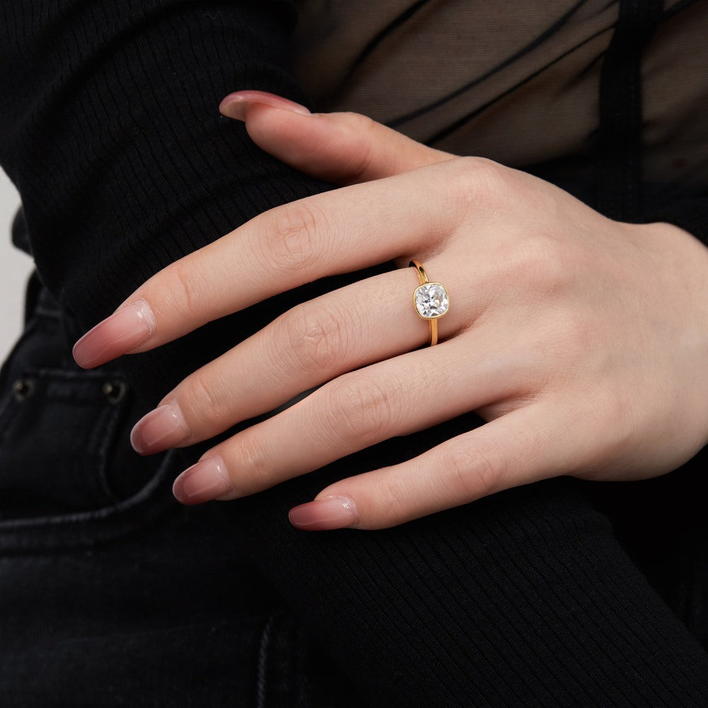 S925 Sterling Silver 8A Ice Cut CZ Classic Solitaire Ring