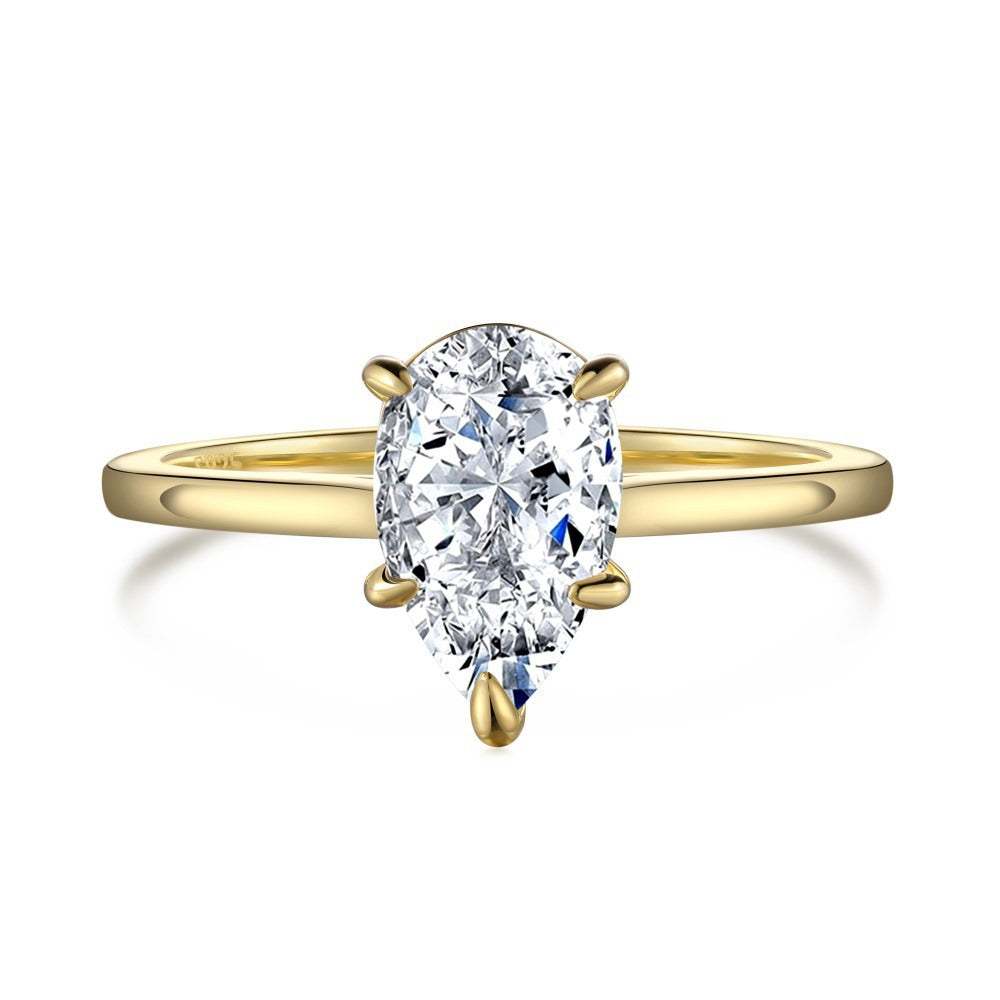 S925 Sterling Silver 8A Ice Cut CZ Classic Solitaire Ring
