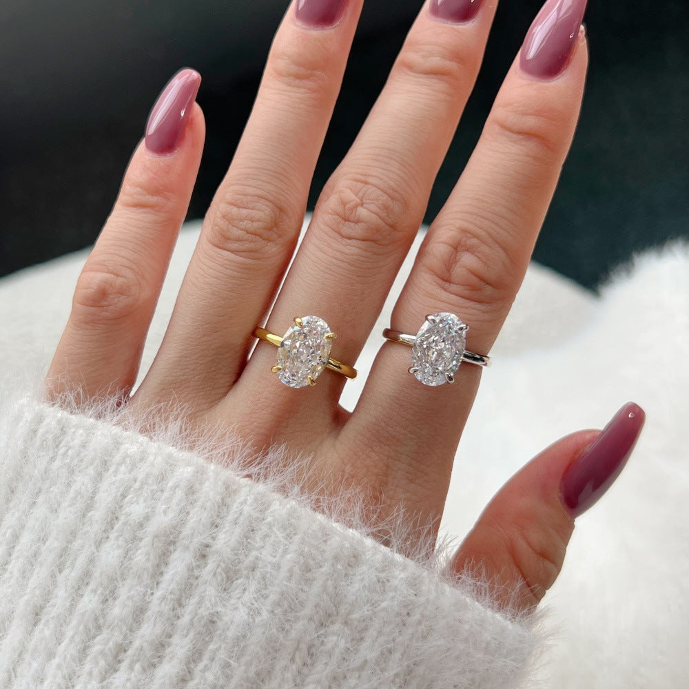 S925 Sterling Silver 8A Ice Cut CZ Classic Solitaire Ring