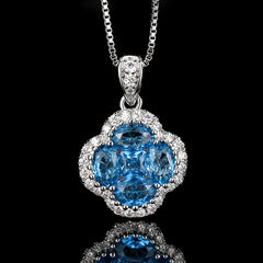 Copper Blue Clover High Carbon Diamond Jewelry Set