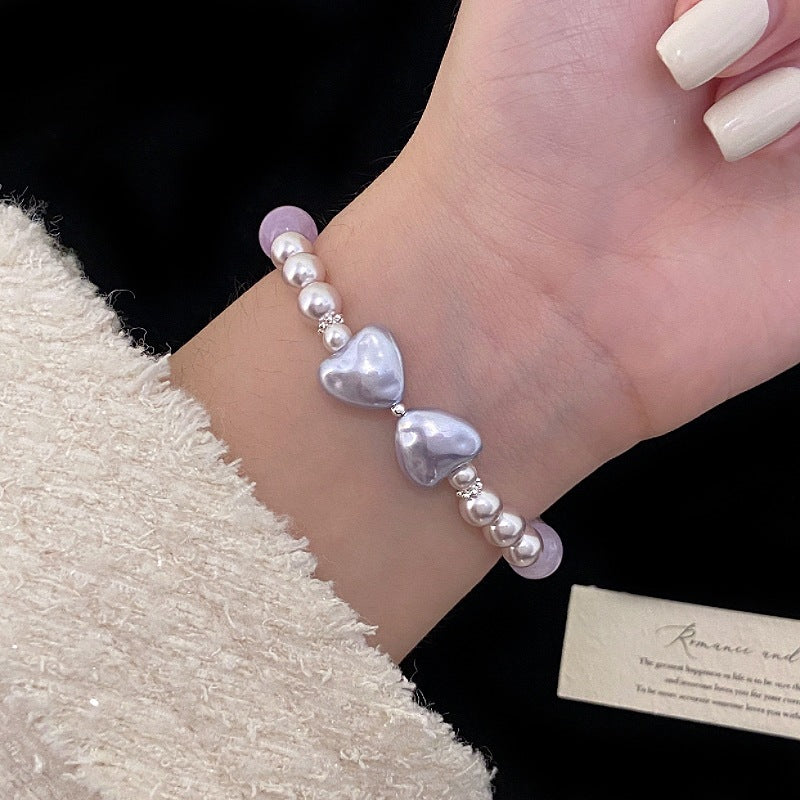 Aurora Amour™ Copper Baroque Pearl & Amethyst Heart Bracelet