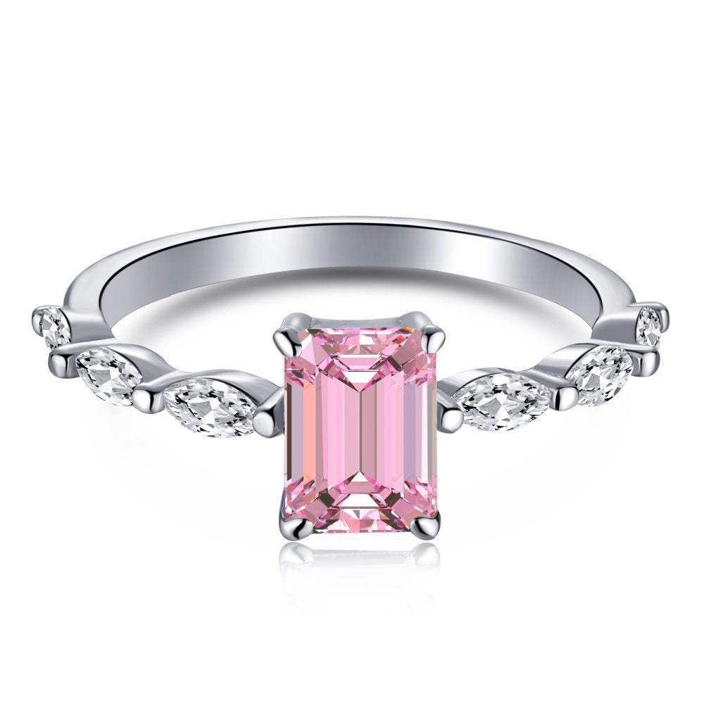 Aurora Blush™ S925 Sterling Silver High Carbon Diamond Pink Ring Collection