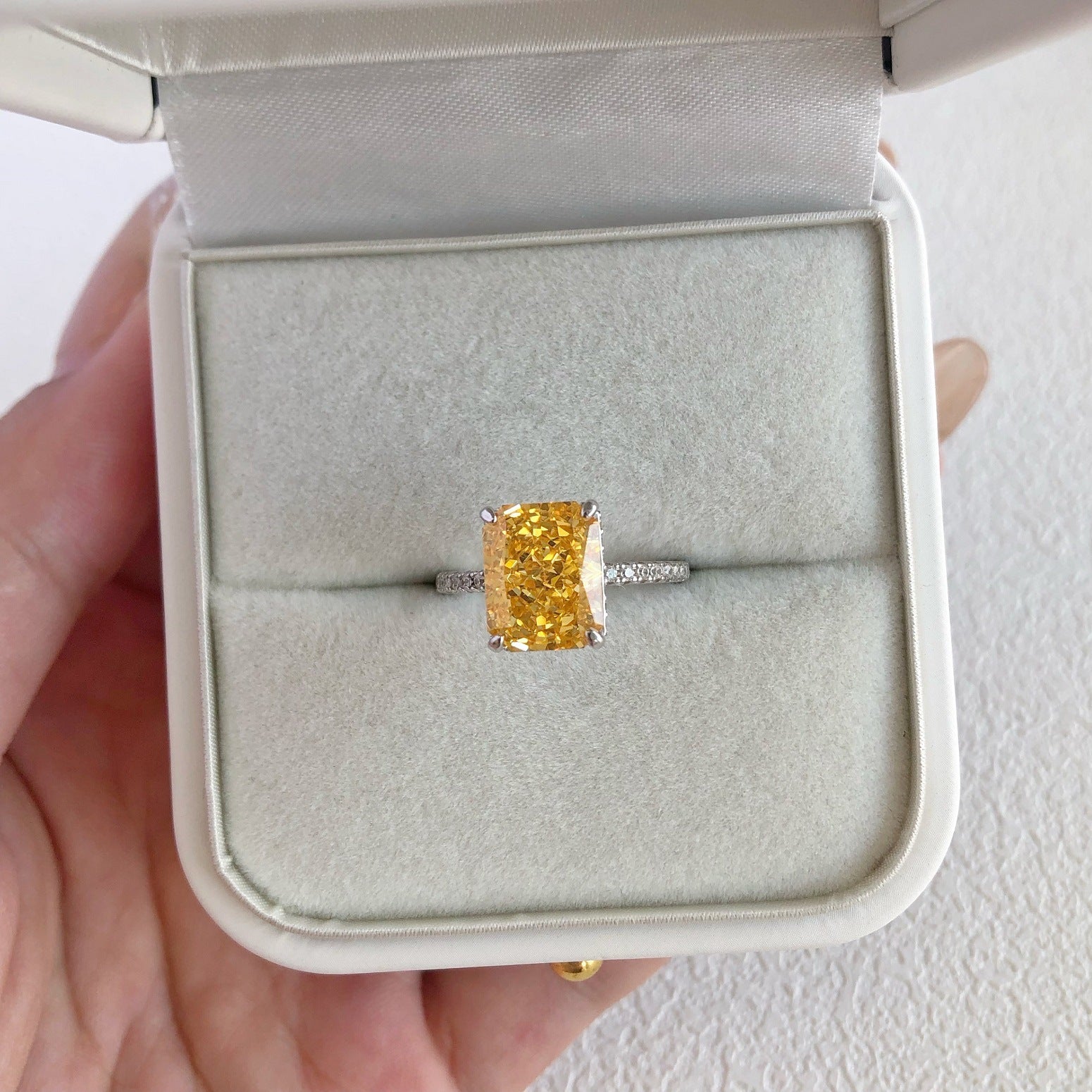 Aurora Prism S925 Sterling Silver Emerald Cut 8A CZ Ring