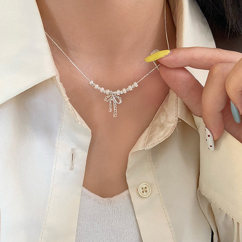 Gold Plated Copper Beaded Bow Necklace