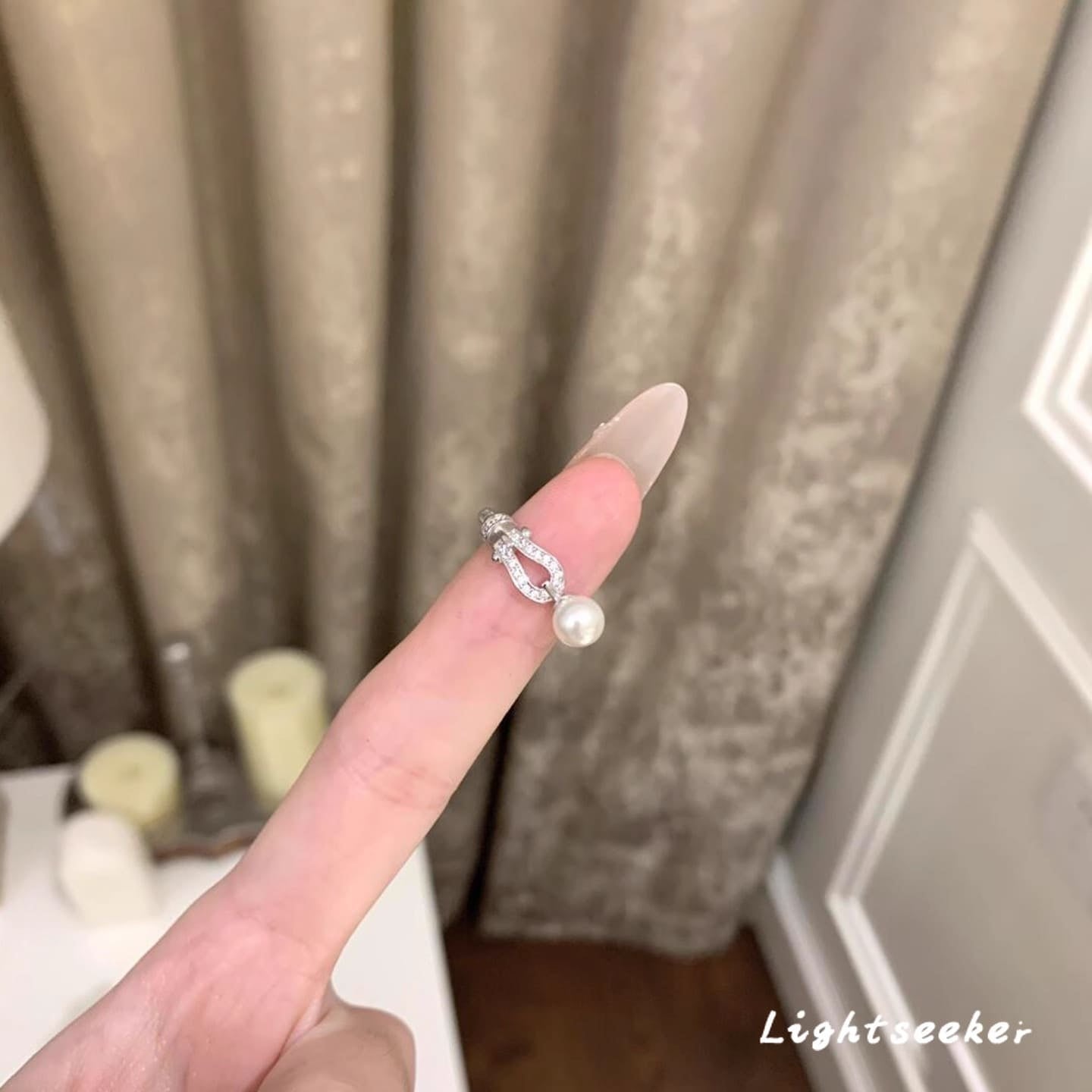 S925 Sterling Silver Equestrian Pearl Ring