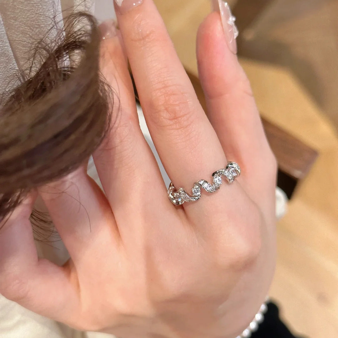 Copper Pavé Zircon Snake Wrap Ring