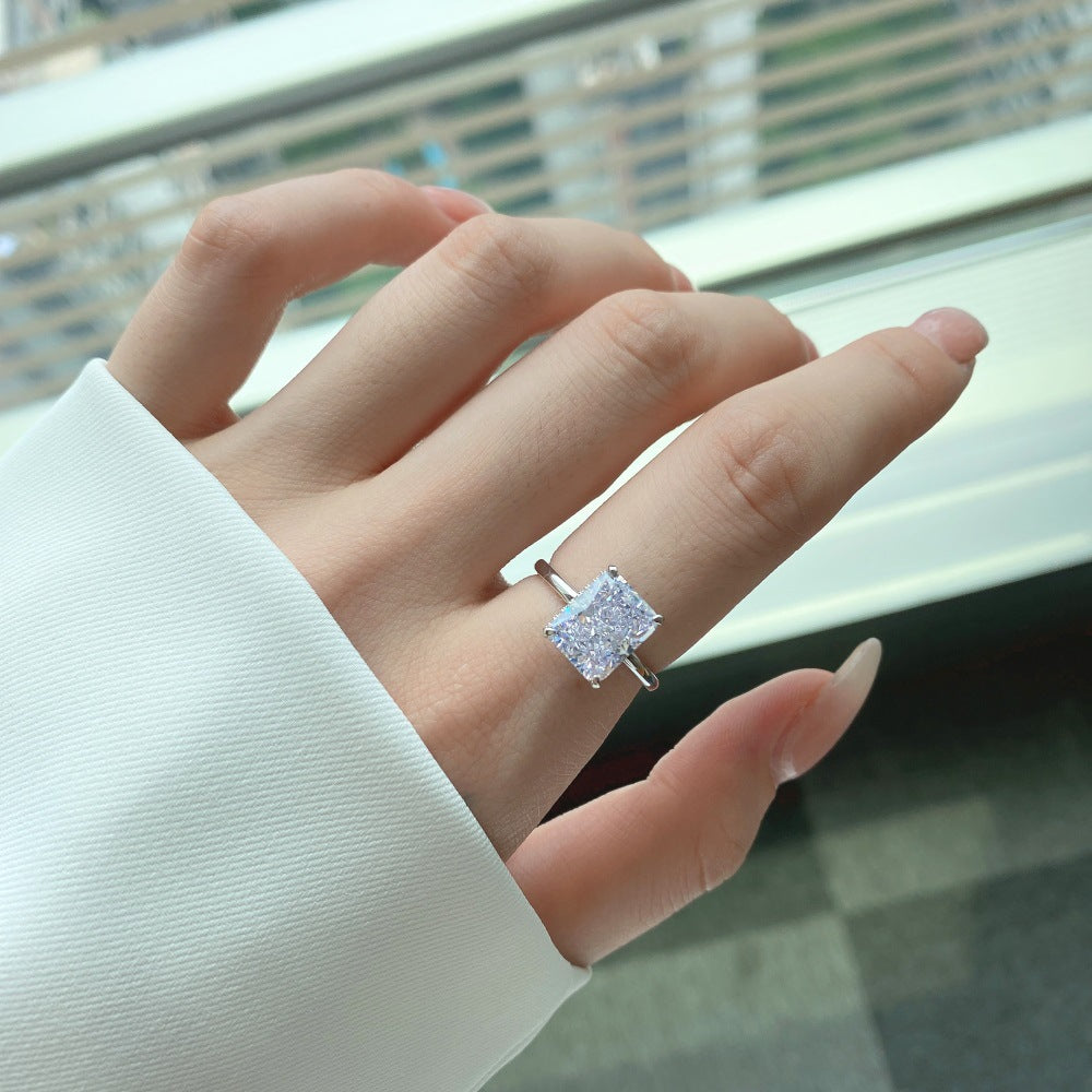 S925 Sterling Silver 8A Ice Cut CZ Classic Solitaire Ring
