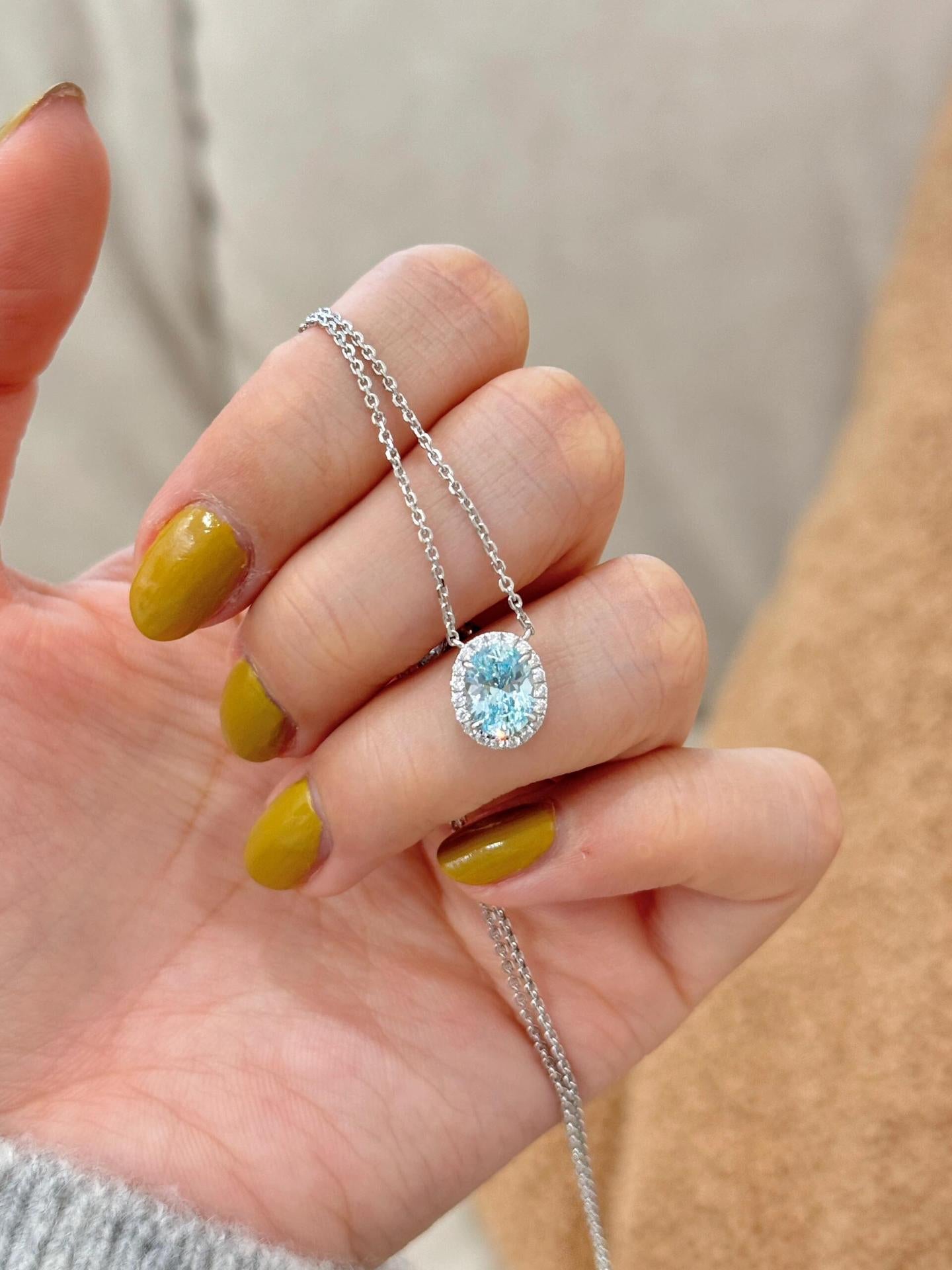 Glacier Blue Oval Halo Sterling Silver Jewelry Set