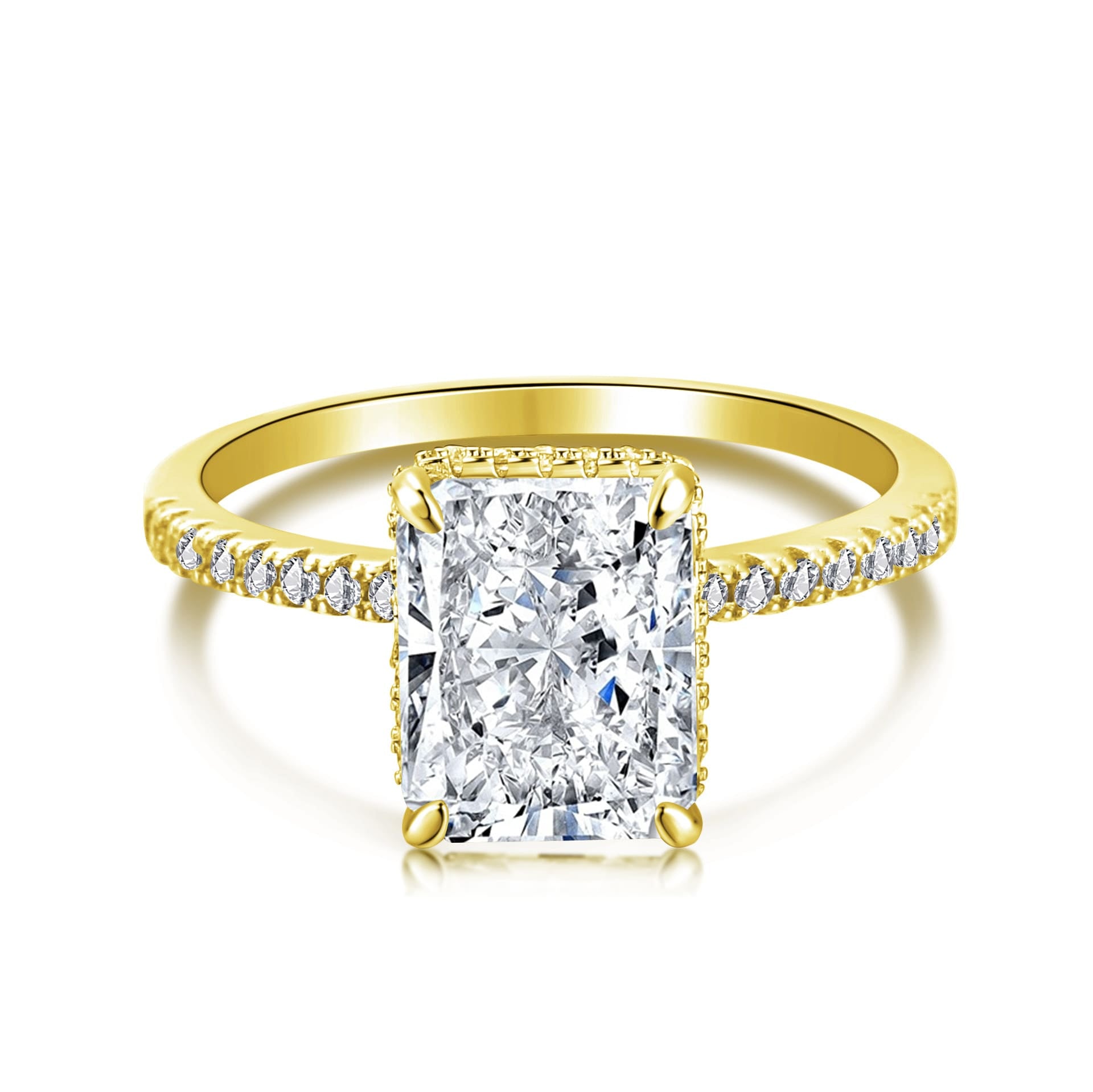 Aurora Prism S925 Sterling Silver Emerald Cut 8A CZ Ring