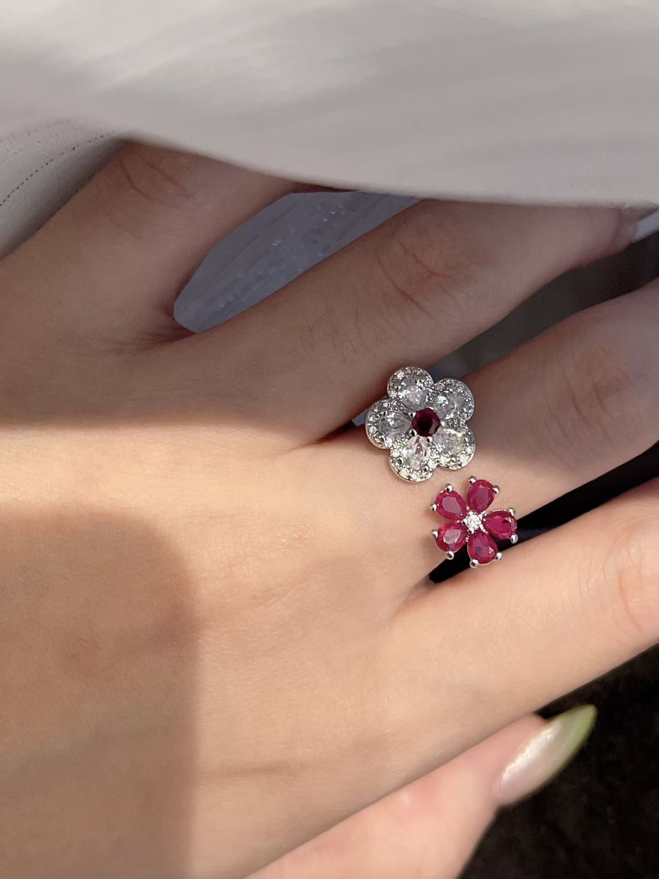Blossom Duo Floral Open Ring
