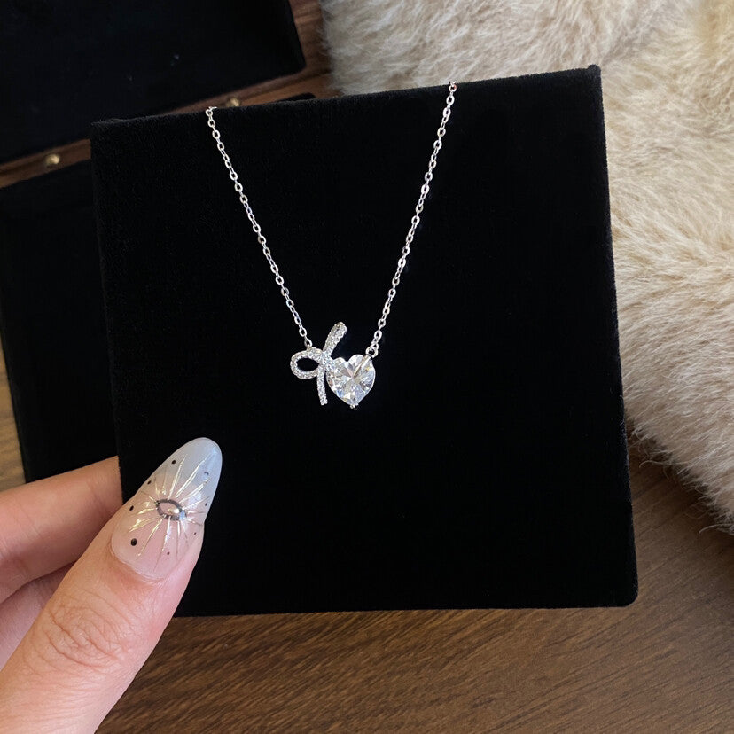 Forever Bow Heart Necklace