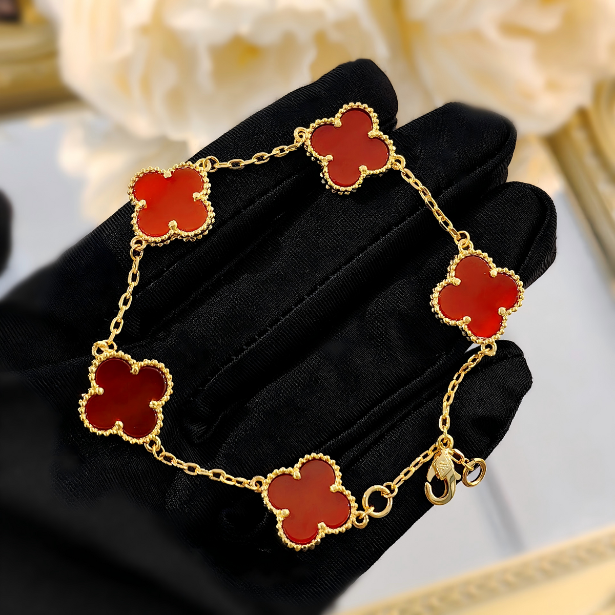 Gold Plated Copper Floral Clover Bracelet