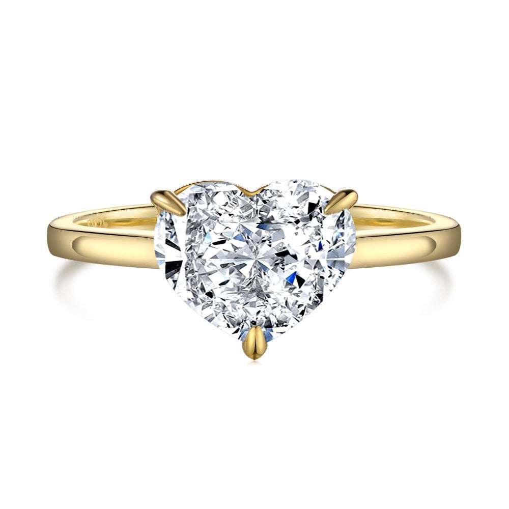 S925 Sterling Silver 8A Ice Cut CZ Classic Solitaire Ring