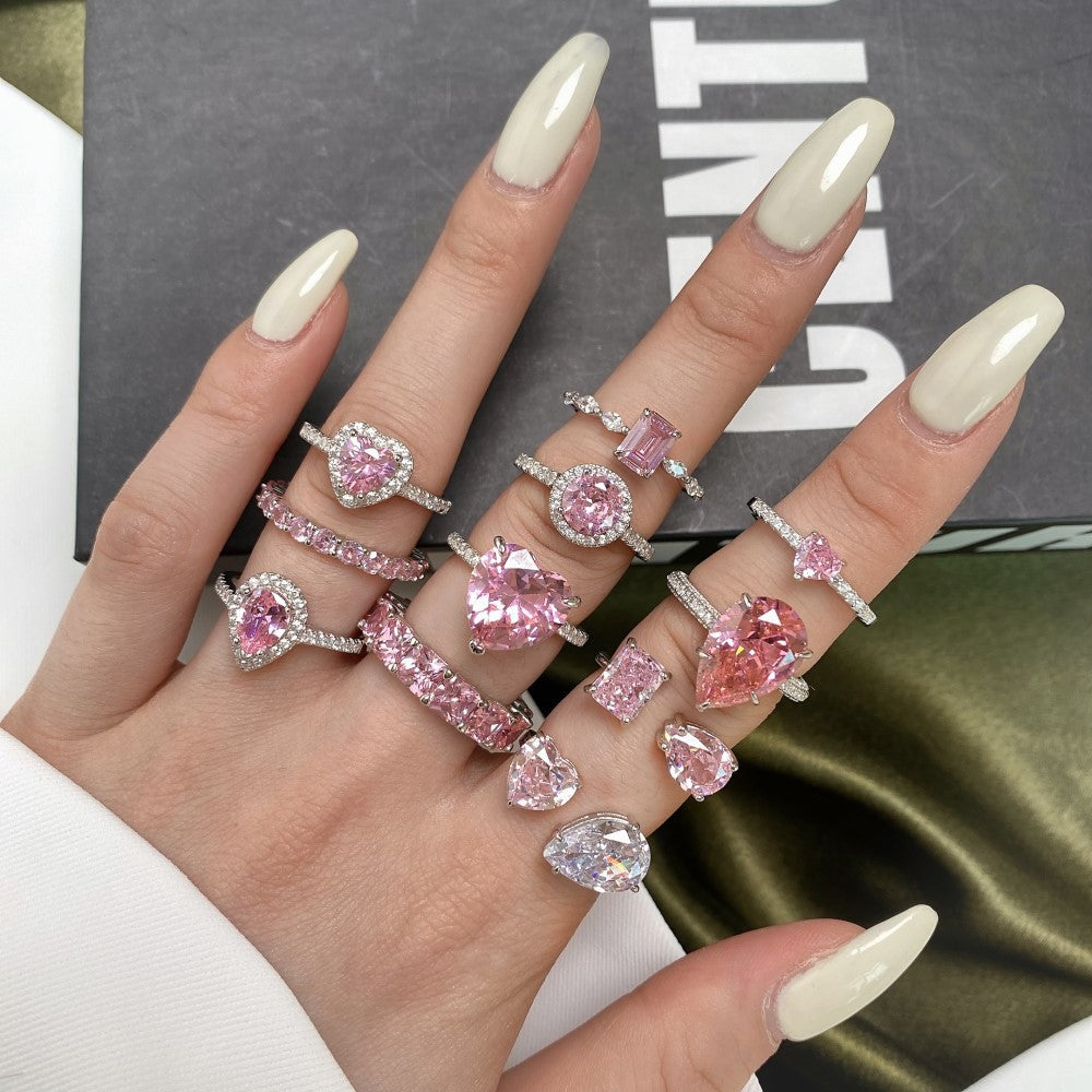 Aurora Blush™ S925 Sterling Silver High Carbon Diamond Pink Ring Collection