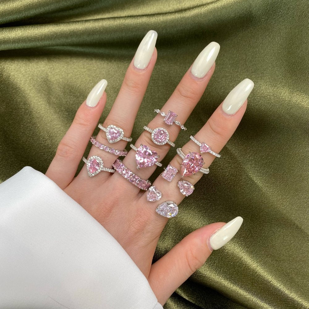 Aurora Blush™ S925 Sterling Silver High Carbon Diamond Pink Ring Collection