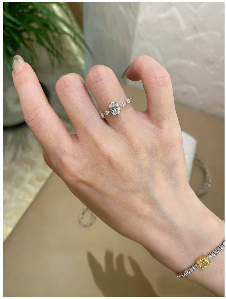 Aurora Leaf Oval Sterling Silver Ring