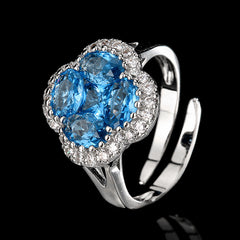 Copper Blue Clover High Carbon Diamond Jewelry Set