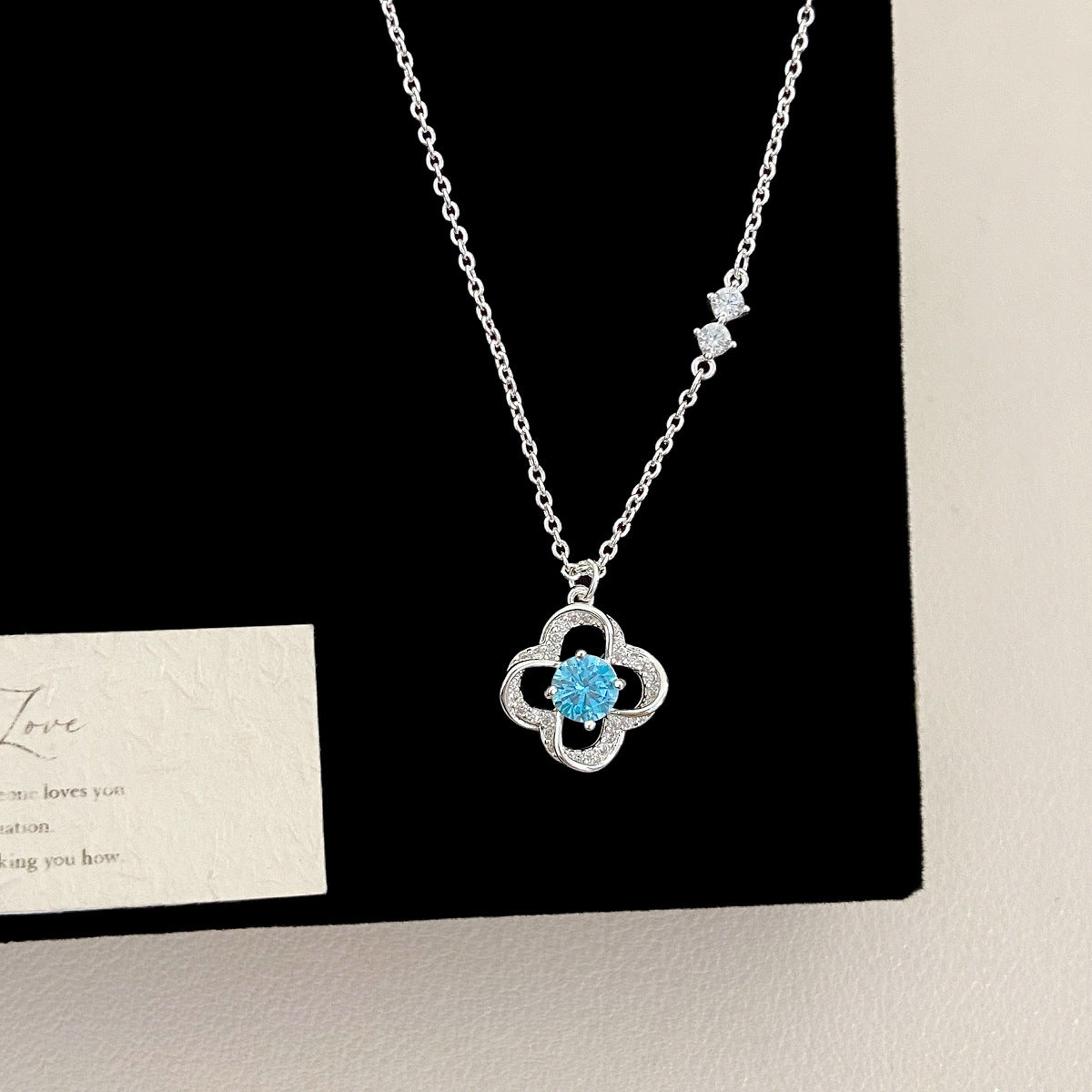 Light Blue Zircon Copper Pendant Necklace