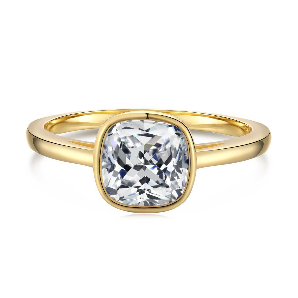 S925 Sterling Silver 8A Ice Cut CZ Classic Solitaire Ring