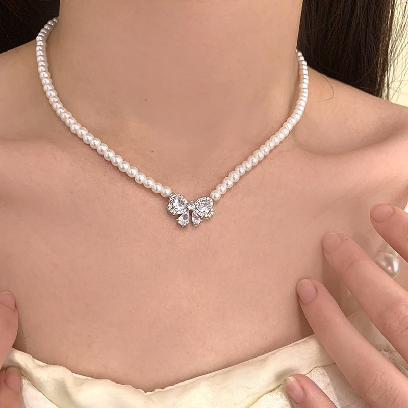 Aurora Pearl™ Pearl Bow Jewelry Set – Necklace & Bracelet