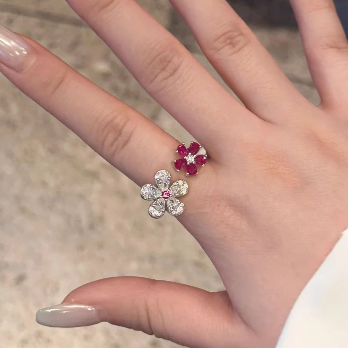 Blossom Duo Floral Open Ring