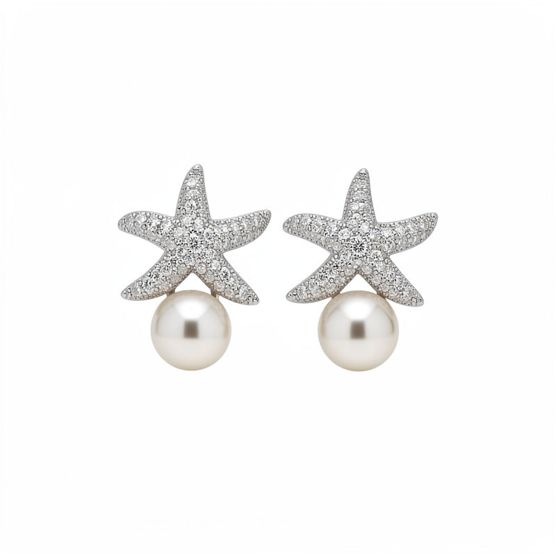 Ocean Pearl Star Earrings