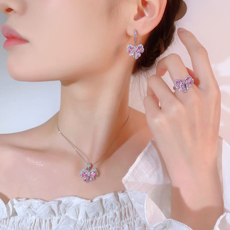 Aurora Blush™ Copper Pink Bow Jewelry Set