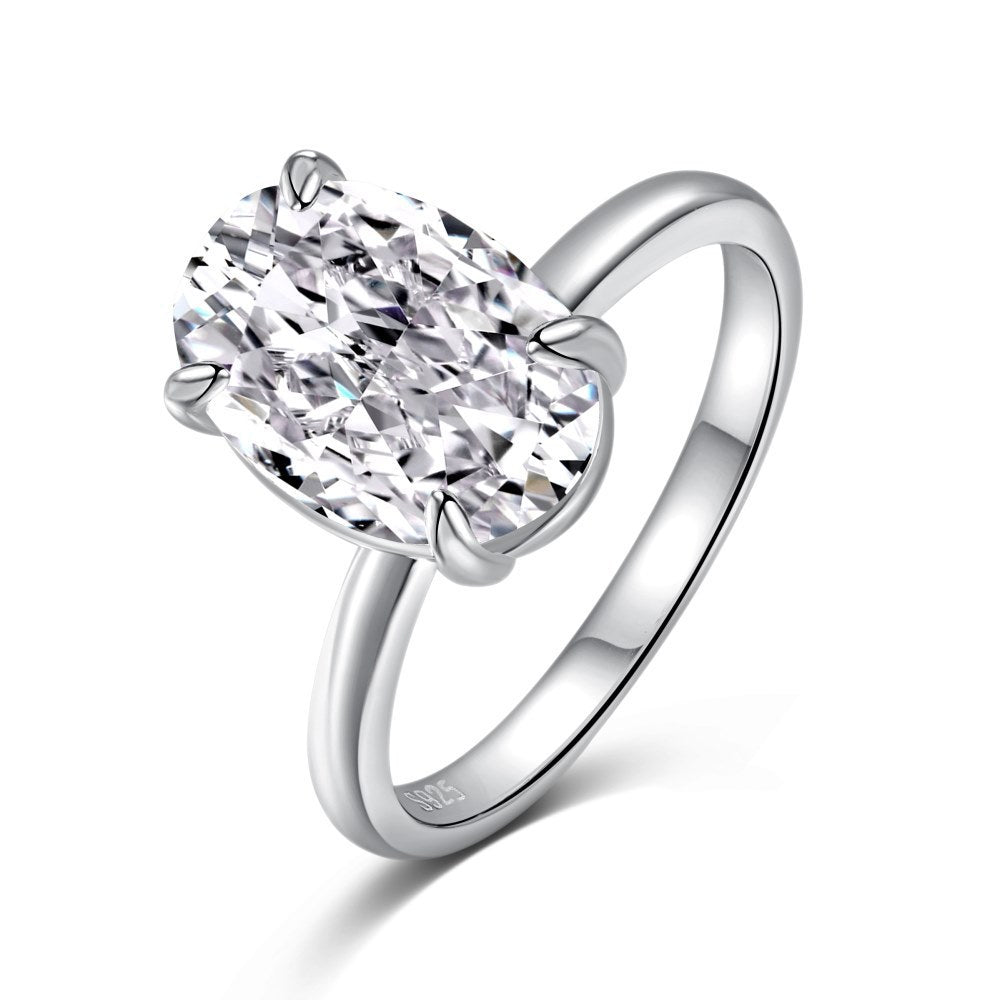 S925 Sterling Silver 8A Ice Cut CZ Classic Solitaire Ring