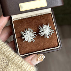 Silver Plated Starburst Bloom Stud Earrings