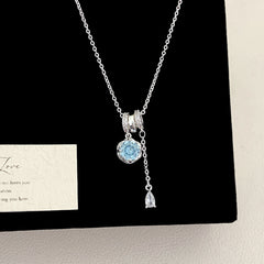 Light Blue Zircon Copper Pendant Necklace