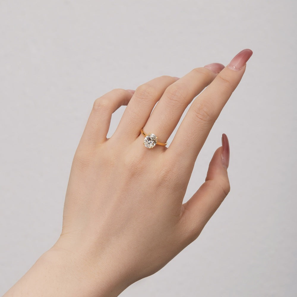 S925 Sterling Silver 8A Ice Cut CZ Classic Solitaire Ring