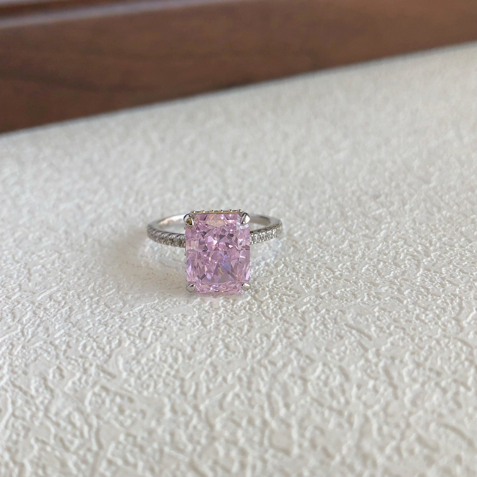 Aurora Prism S925 Sterling Silver Emerald Cut 8A CZ Ring
