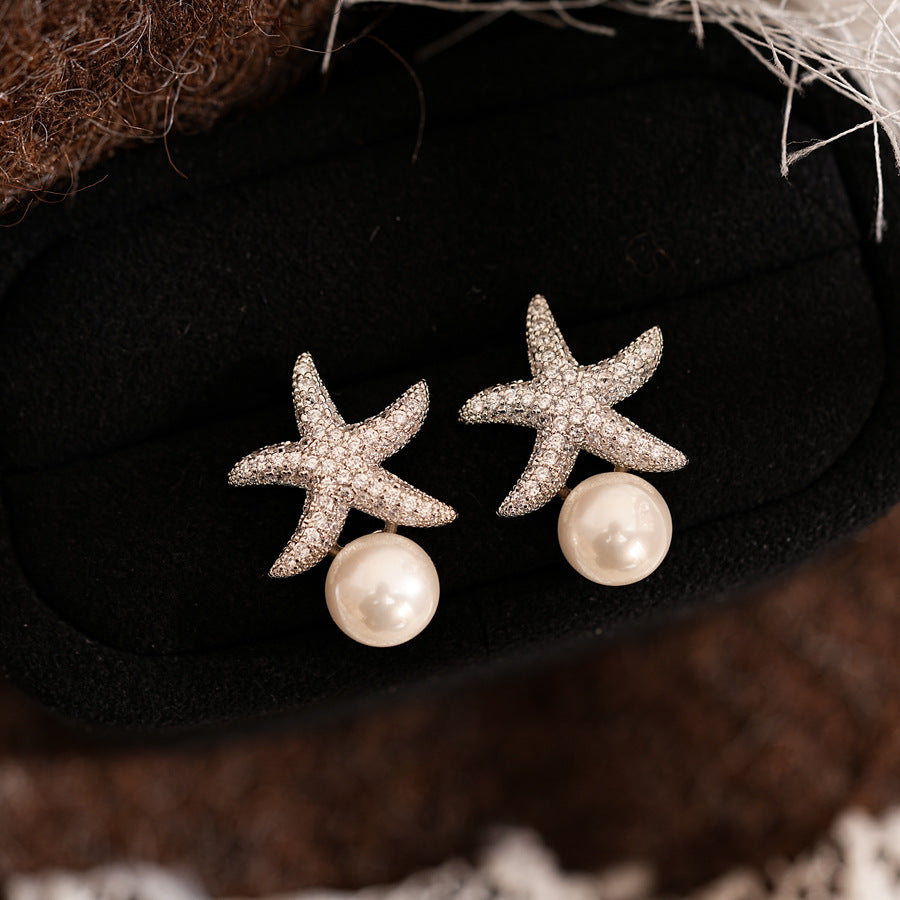 Ocean Pearl Star Earrings