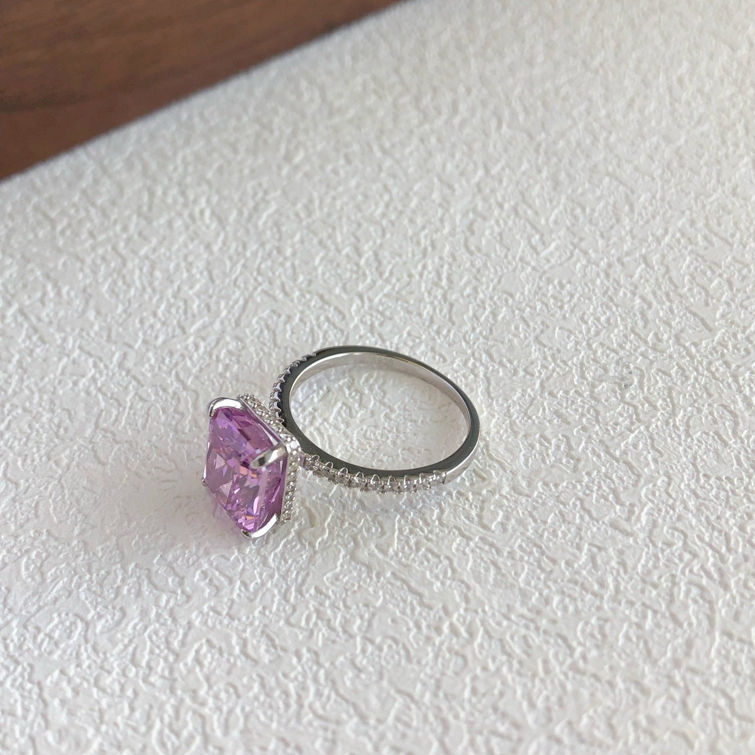 Aurora Prism S925 Sterling Silver Emerald Cut 8A CZ Ring