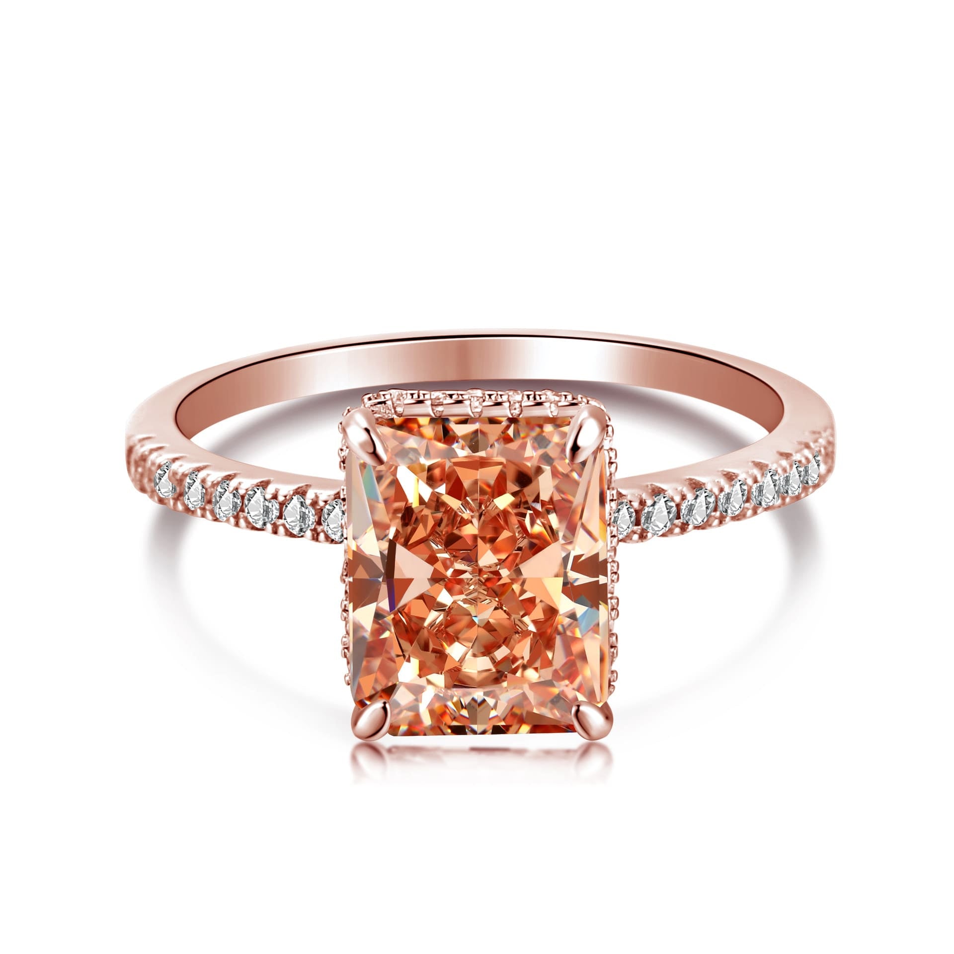 Aurora Prism S925 Sterling Silver Emerald Cut 8A CZ Ring