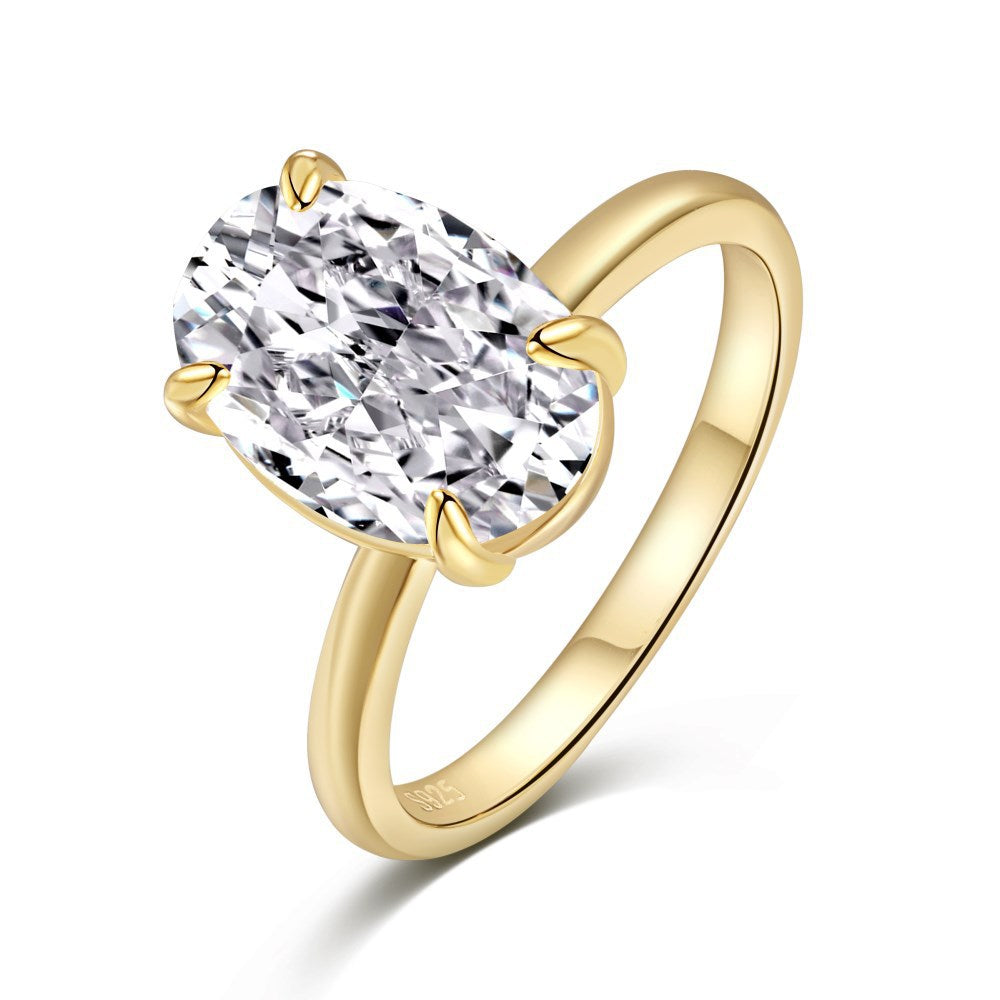 S925 Sterling Silver 8A Ice Cut CZ Classic Solitaire Ring