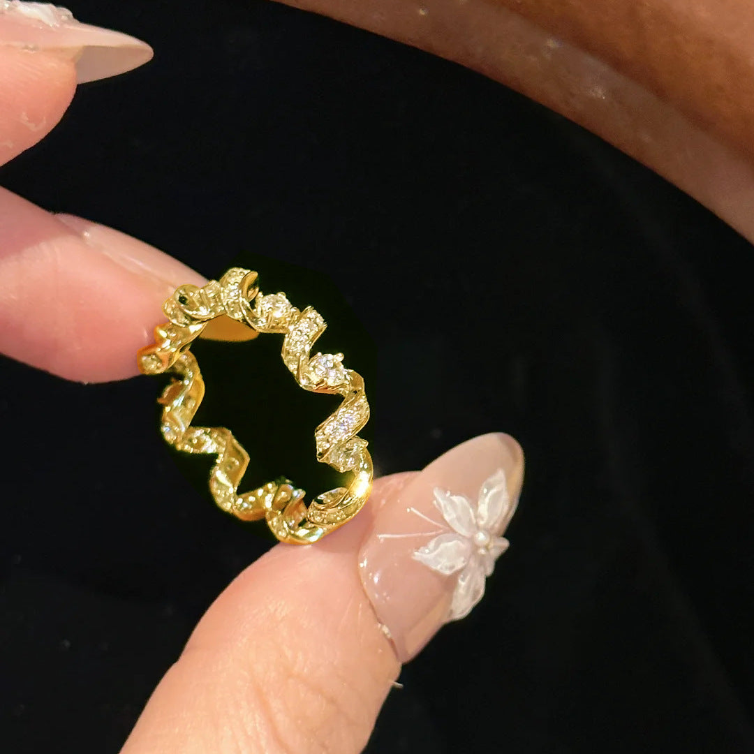 Copper Pavé Zircon Snake Wrap Ring