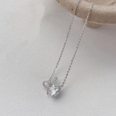 Forever Bow Heart Necklace