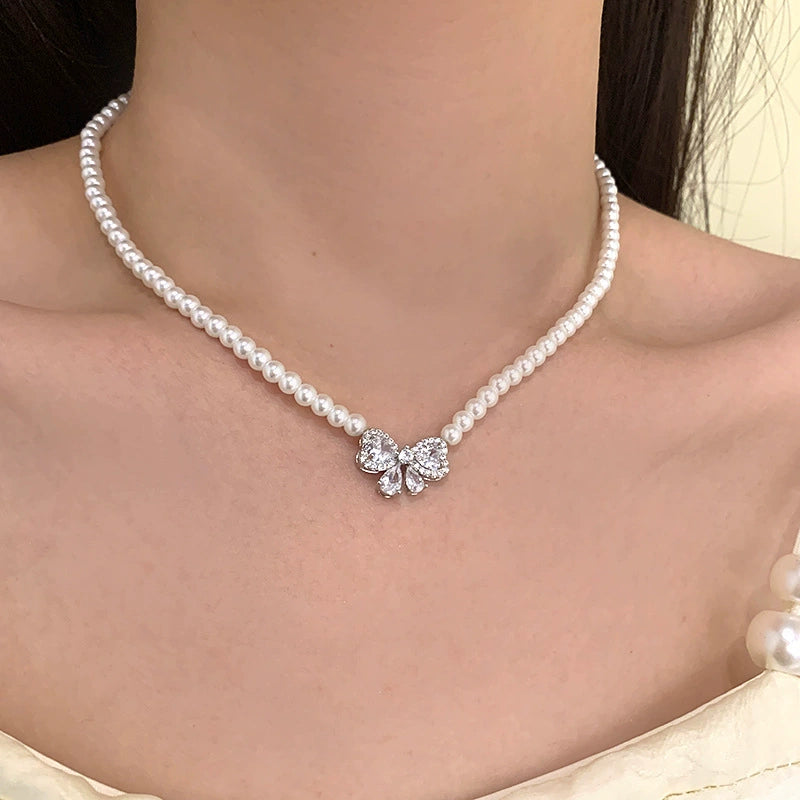 Aurora Pearl™ Pearl Bow Jewelry Set – Necklace & Bracelet