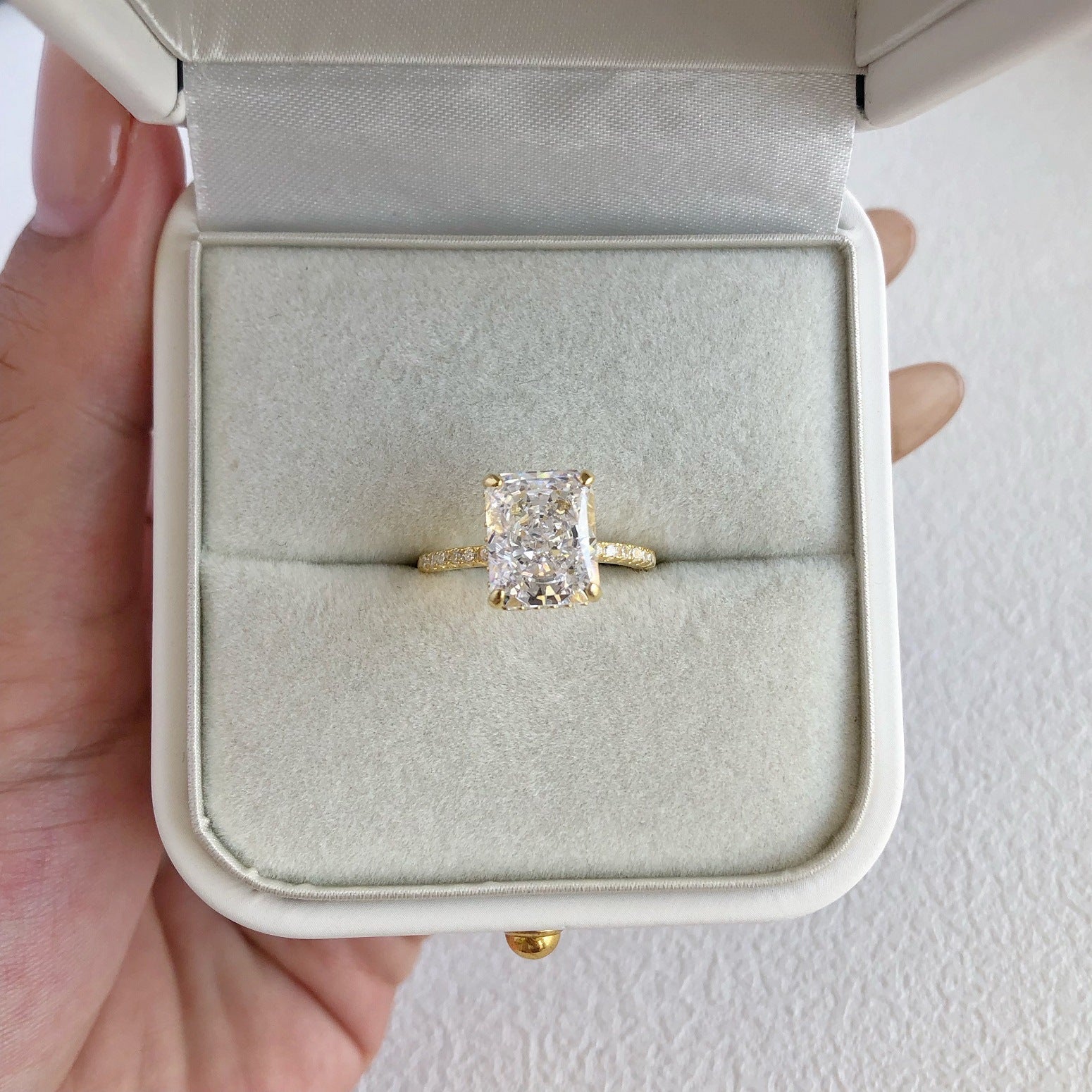 Aurora Prism S925 Sterling Silver Emerald Cut 8A CZ Ring